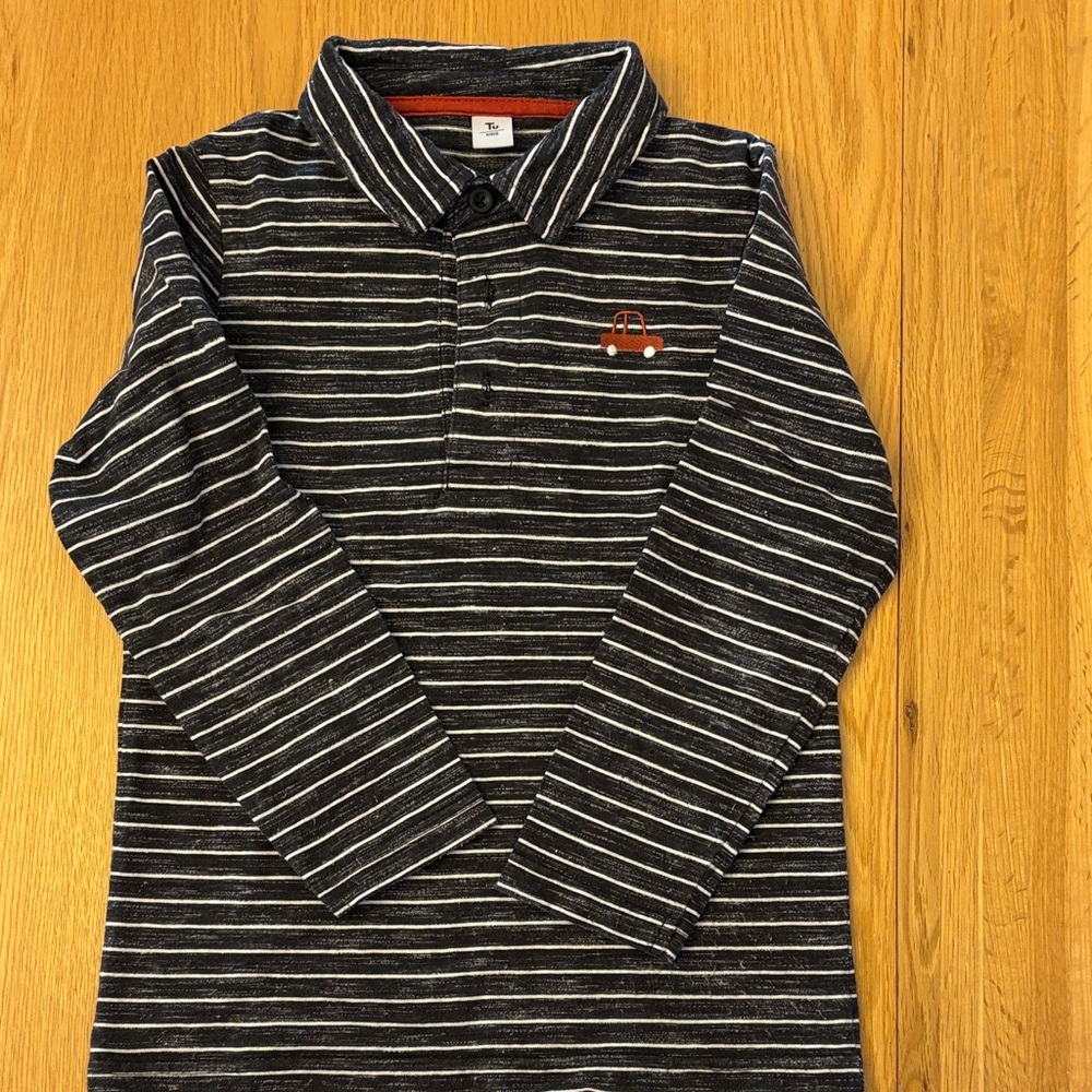Striped Black and White Kids Polo Shirt